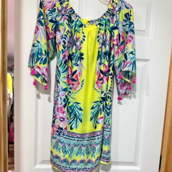 HTF   EUC Lilly Pulitzer Payge off the shoulder  Dress Size Medium  🦄🦄🦄 - Picture 7 of 10